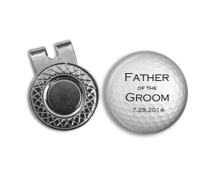 Personalized Magnetic Wedding Golf Ball Marker and Hat Clip Set