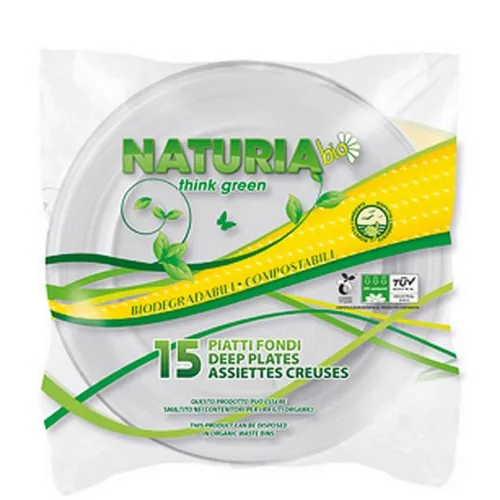Piatti Fondi Biodegradabili E Compostabili Naturia Bio Aristea da 15 Pz.