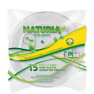 Piatti Fondi Biodegradabili E Compostabili Naturia Bio Aristea da 15 Pz.