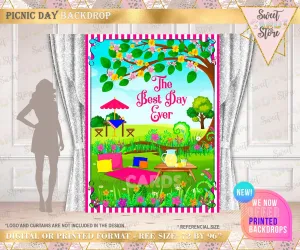 Picnic Backdrop, Picnic Day Backdrop, Picnic Birthday Party decor, picnic background, Picnic Banner
