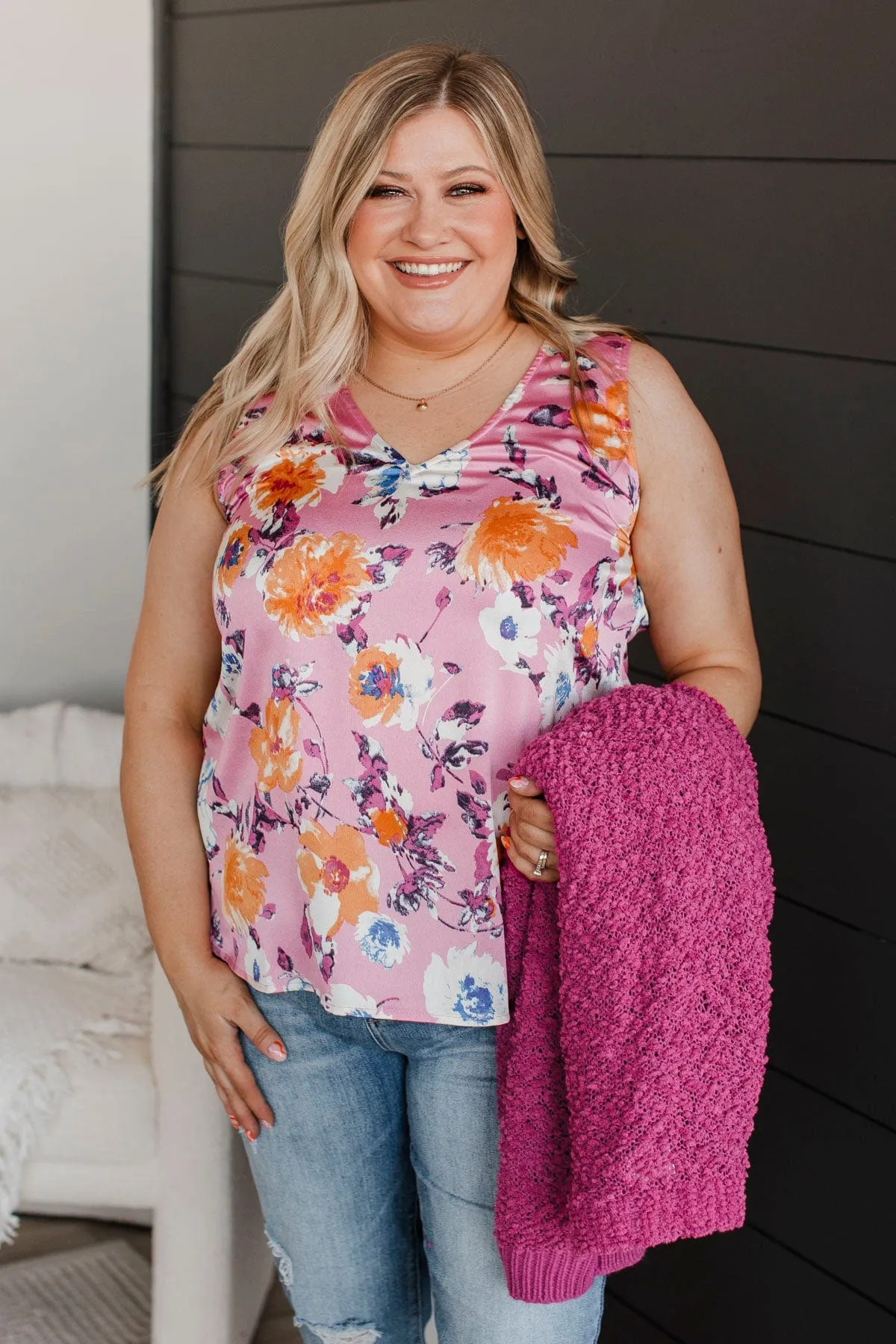 Picnic Date Floral Tank Top- Pink