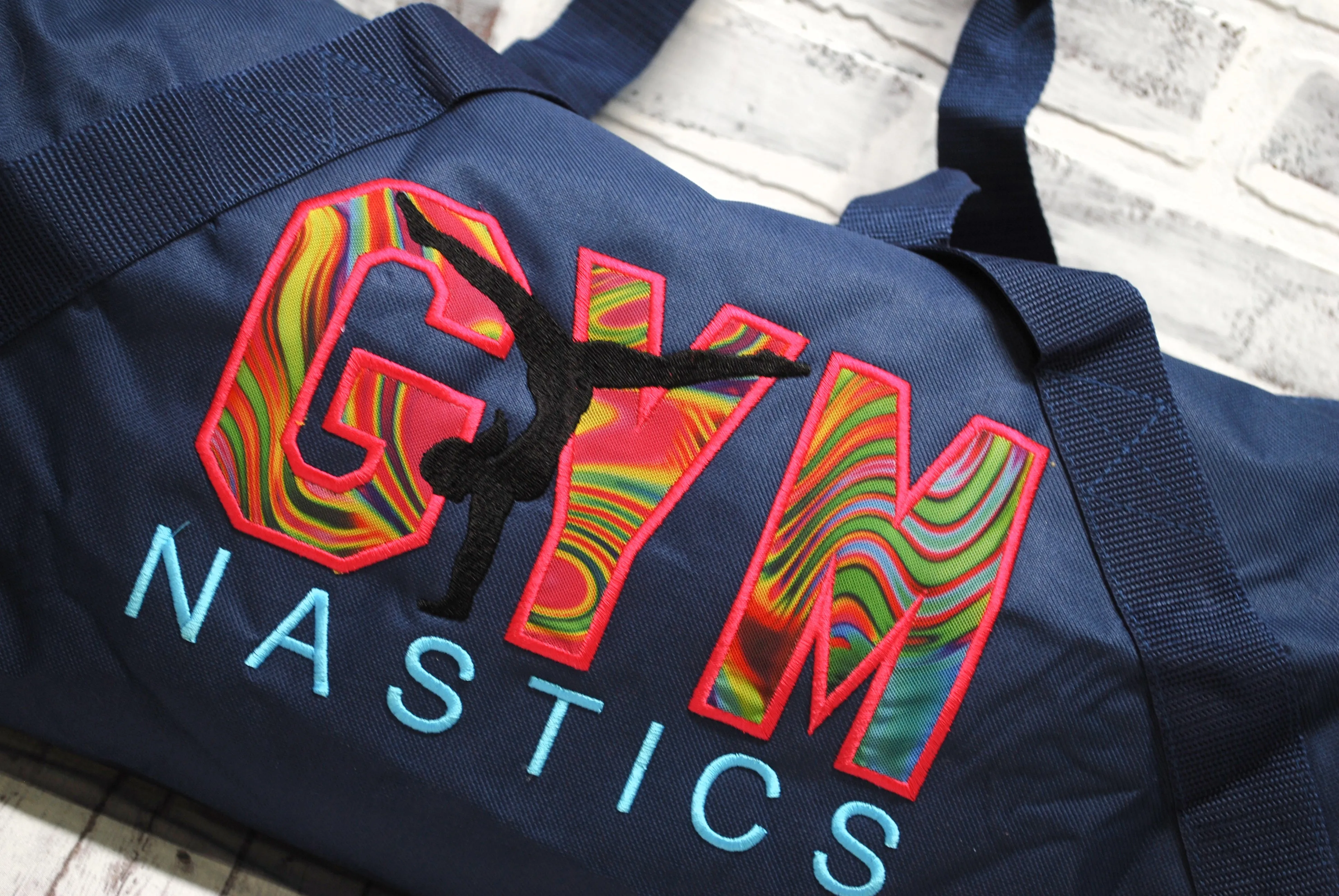 Pink and Green Groovy Gymnastics Personalized Duffle or Tote Bag
