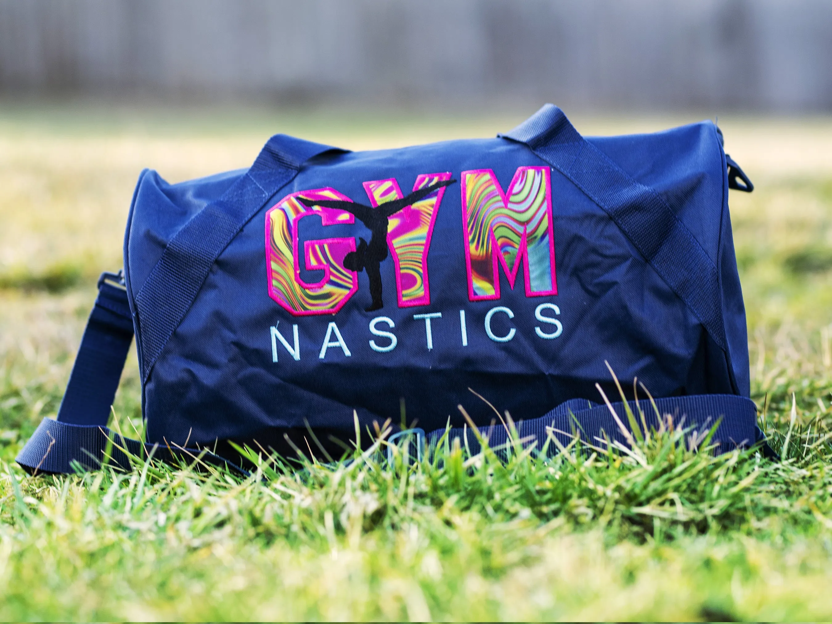 Pink and Green Groovy Gymnastics Personalized Duffle or Tote Bag