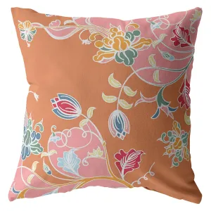 Pink Orange Garden Indoor Outdoor Zippered Throw Pillow