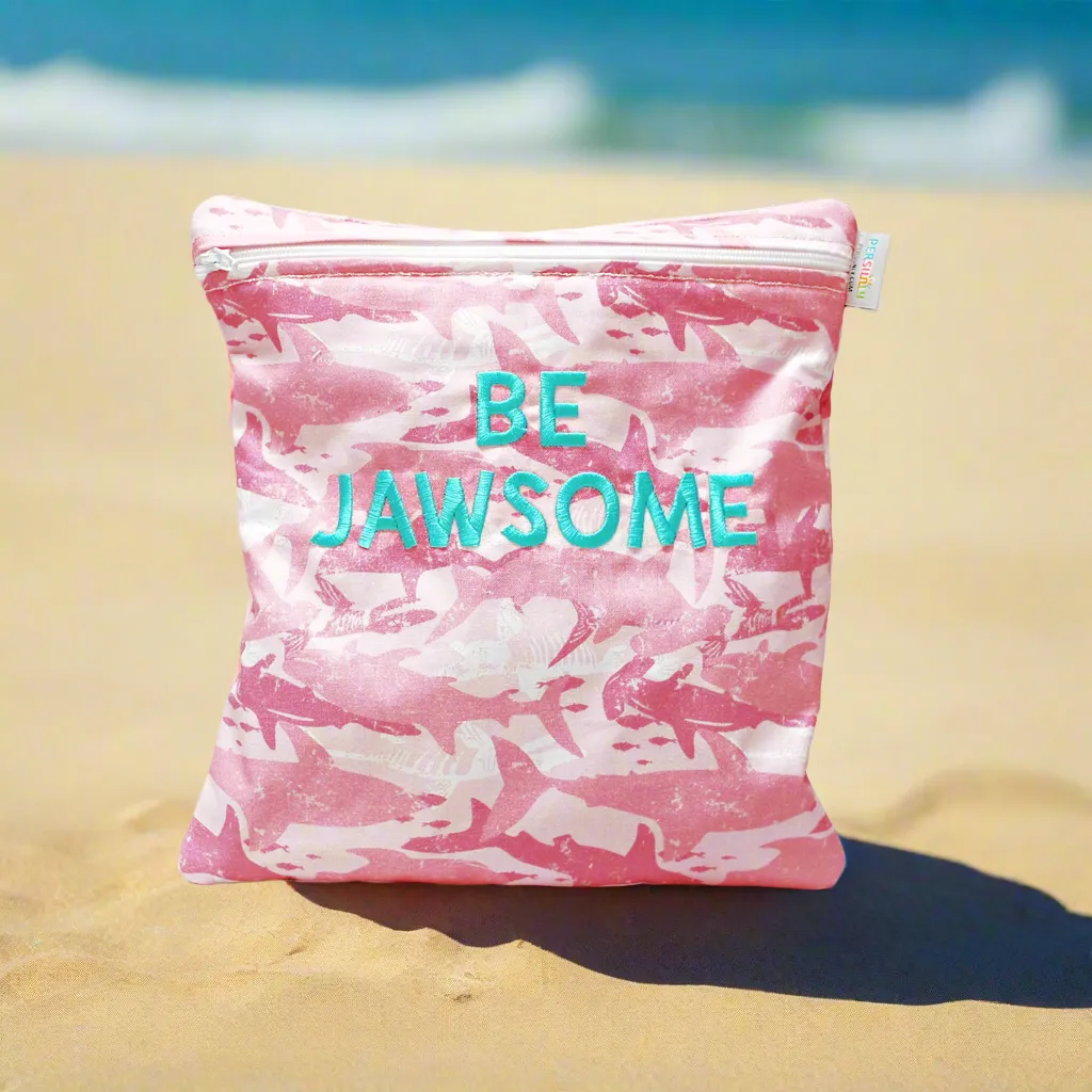 Pink Sharks Personalized Reusable Food Bag