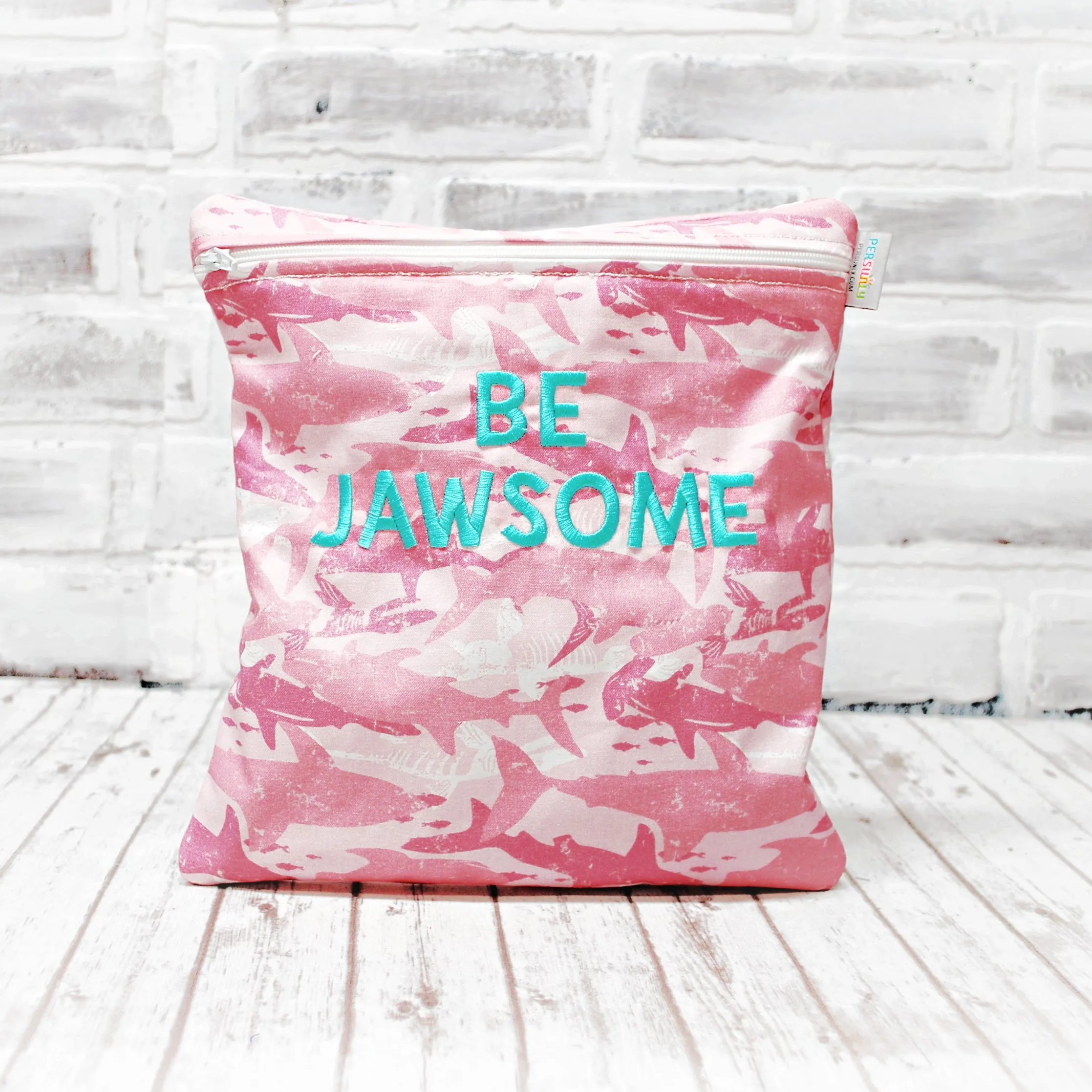 Pink Sharks Personalized Reusable Food Bag