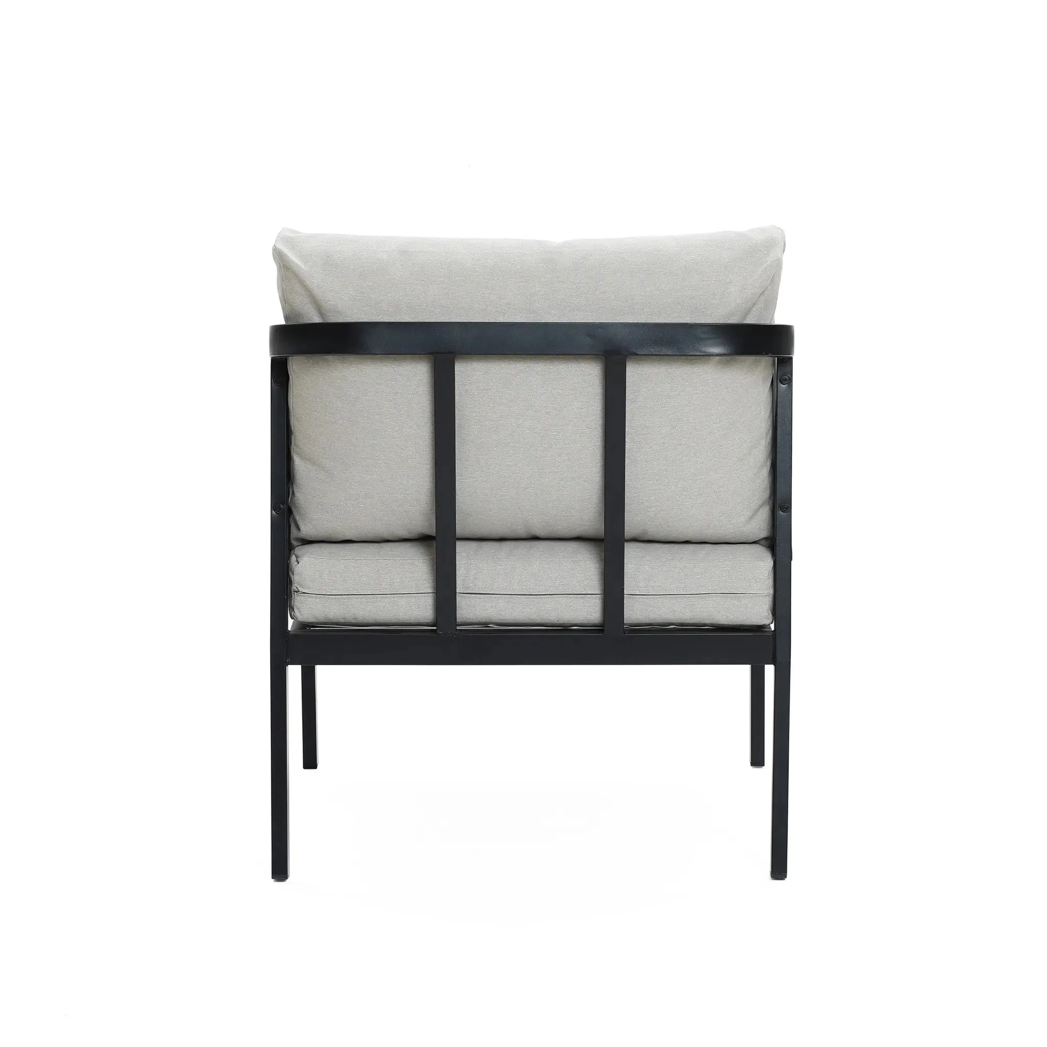 Pismo black steel & PE rope outdoor armchairs, set of 2