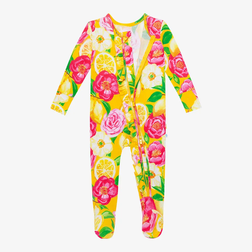 Posh Peanut Annika Ruffled Zippered Footie