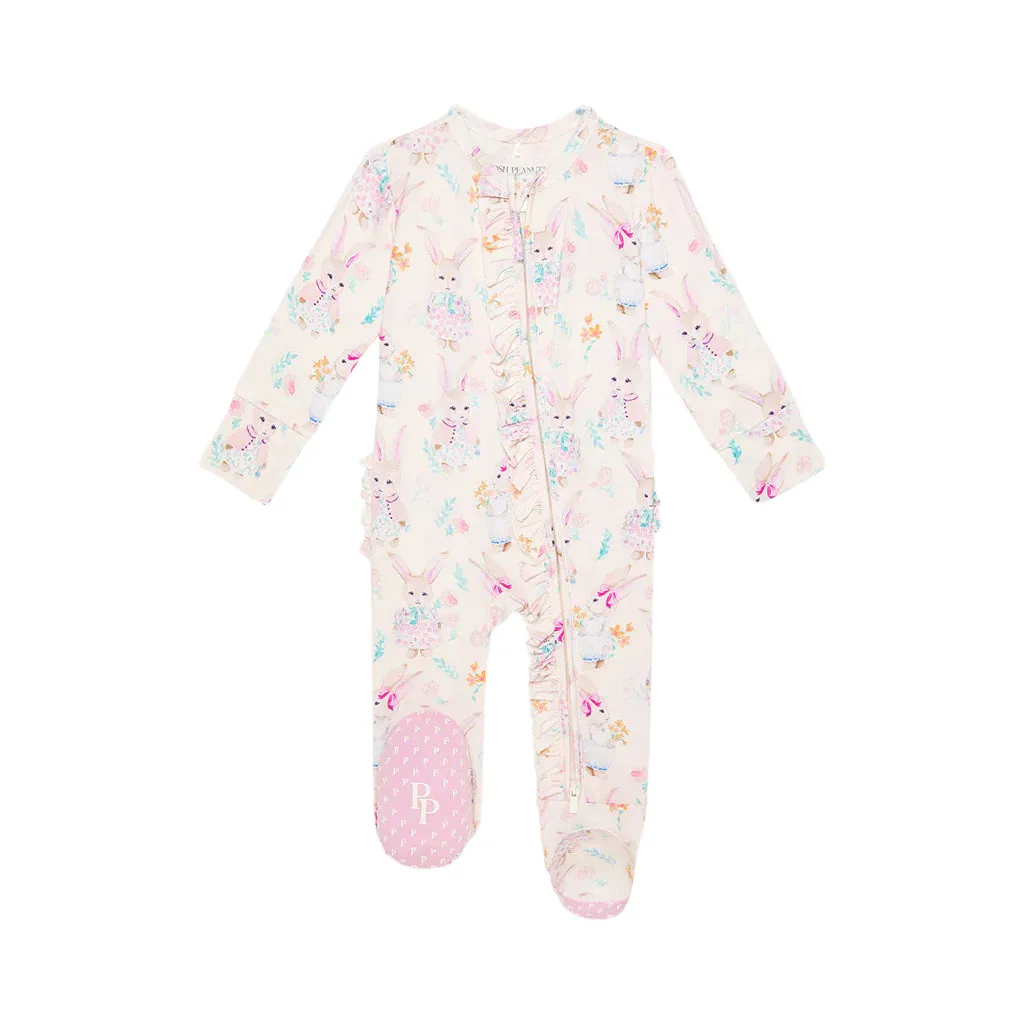 Posh Peanut Clementine Ruffled Zippered Footie