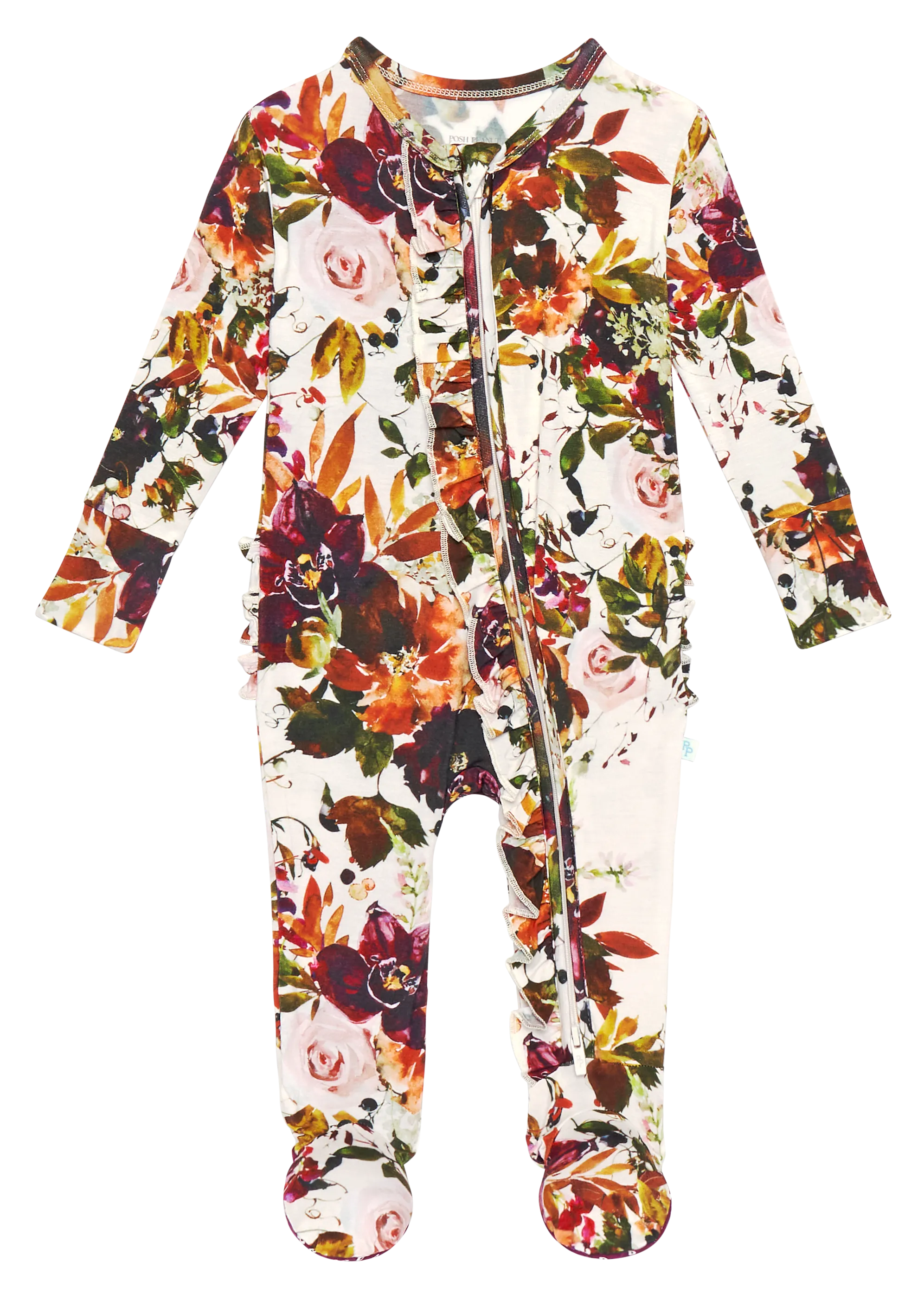 Posh Peanut Corinne Ruffled Zippered Footie