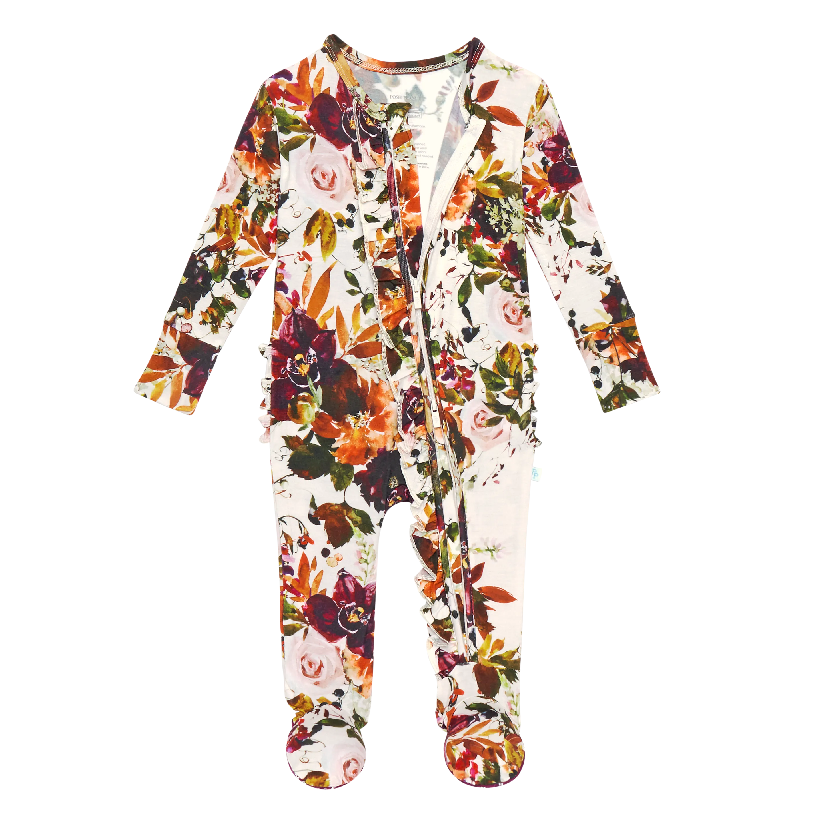 Posh Peanut Corinne Ruffled Zippered Footie