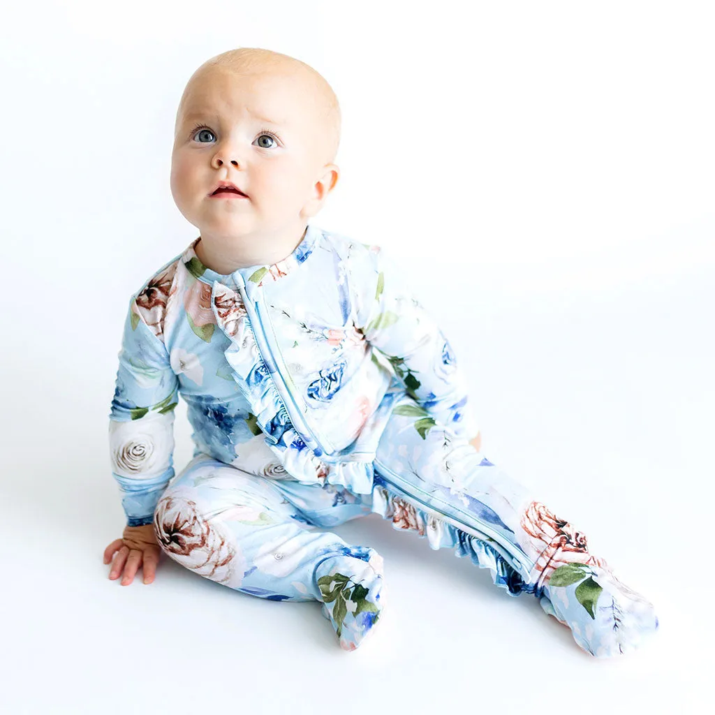 Posh Peanut Frostine Ruffled Zippered Footie
