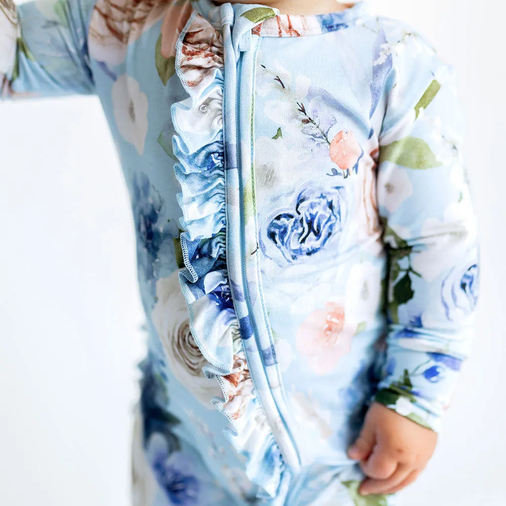 Posh Peanut Frostine Ruffled Zippered Footie