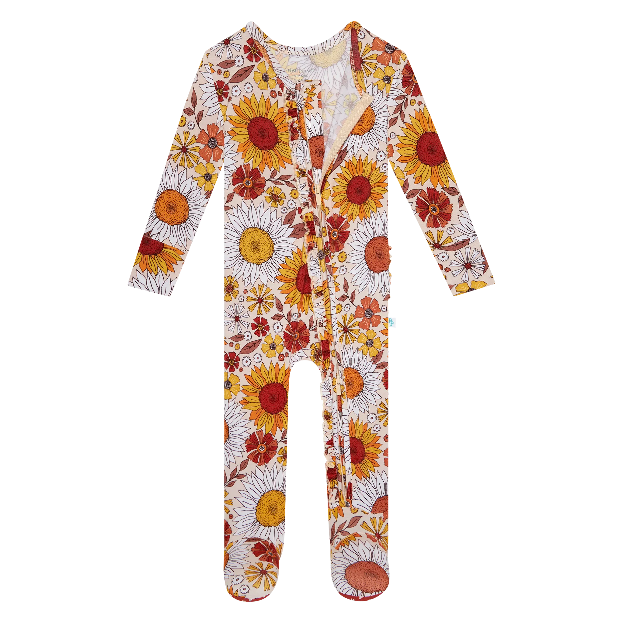 Posh Peanut Goldie Ruffled Zippered Footie