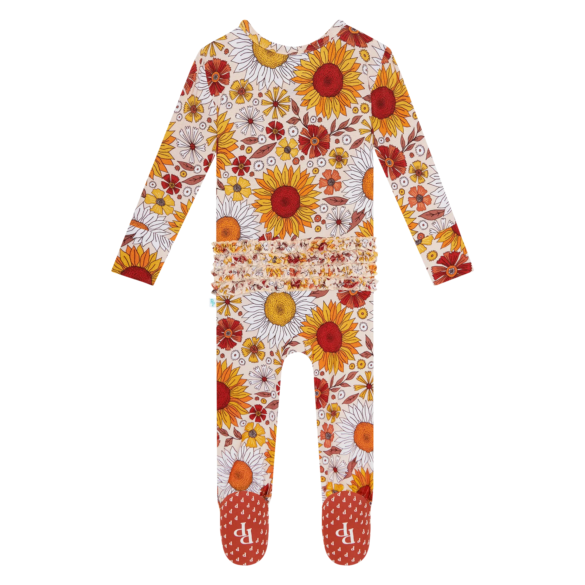 Posh Peanut Goldie Ruffled Zippered Footie
