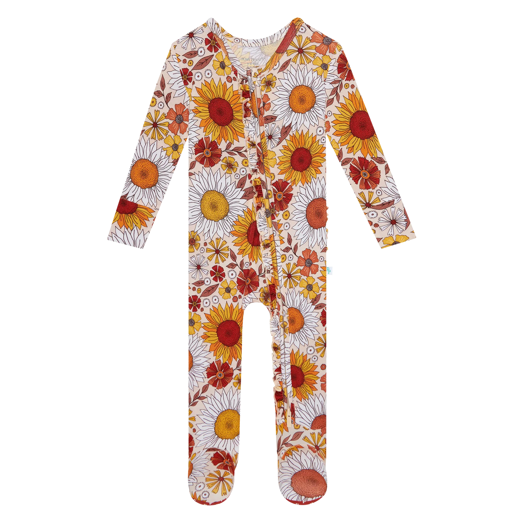 Posh Peanut Goldie Ruffled Zippered Footie