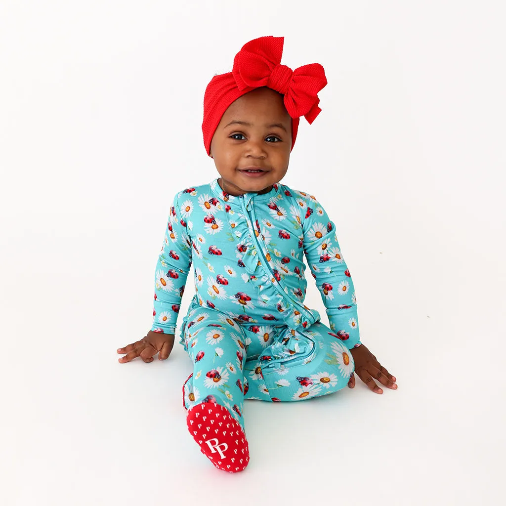 Posh Peanut Ladybug Ruffled Zippered Footie
