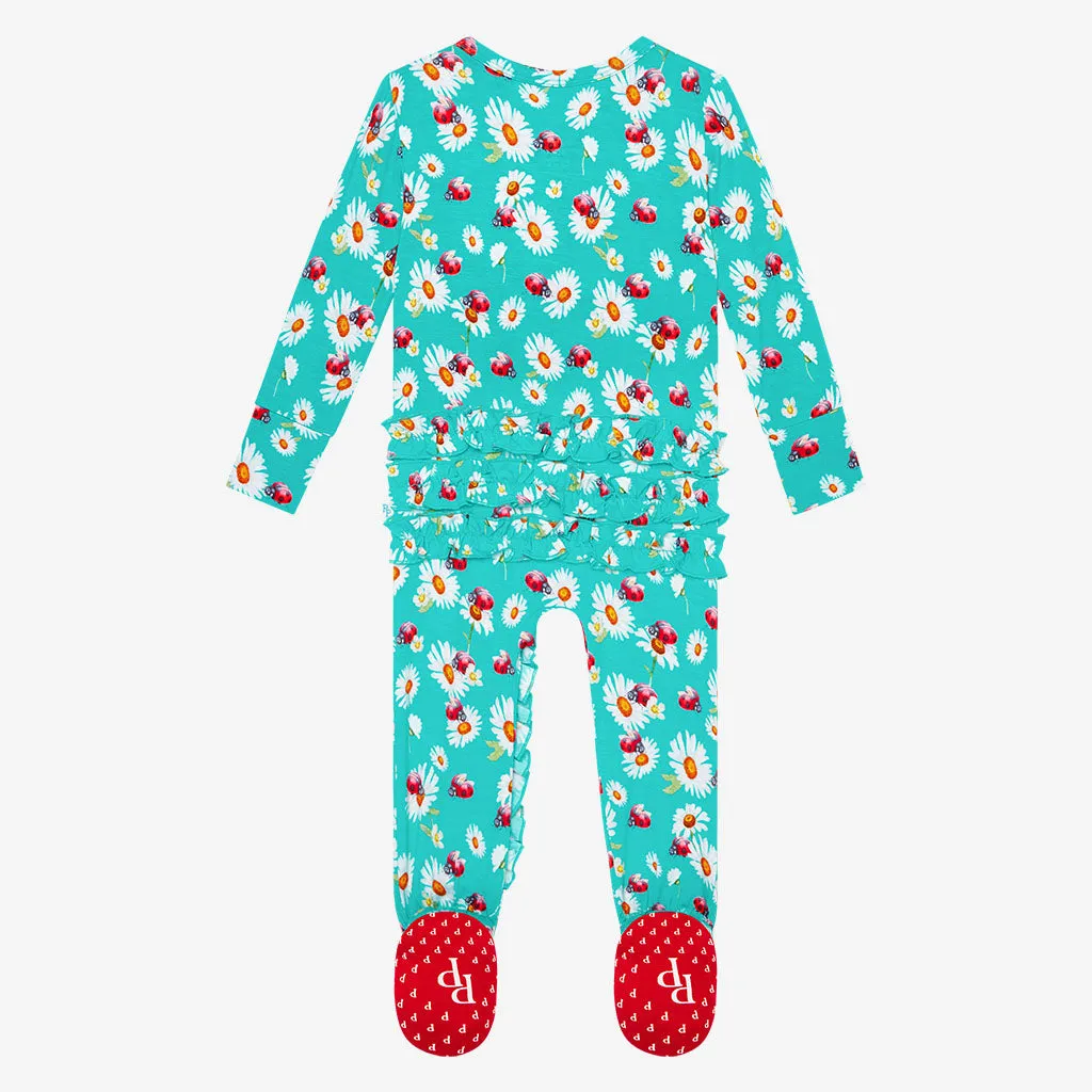 Posh Peanut Ladybug Ruffled Zippered Footie