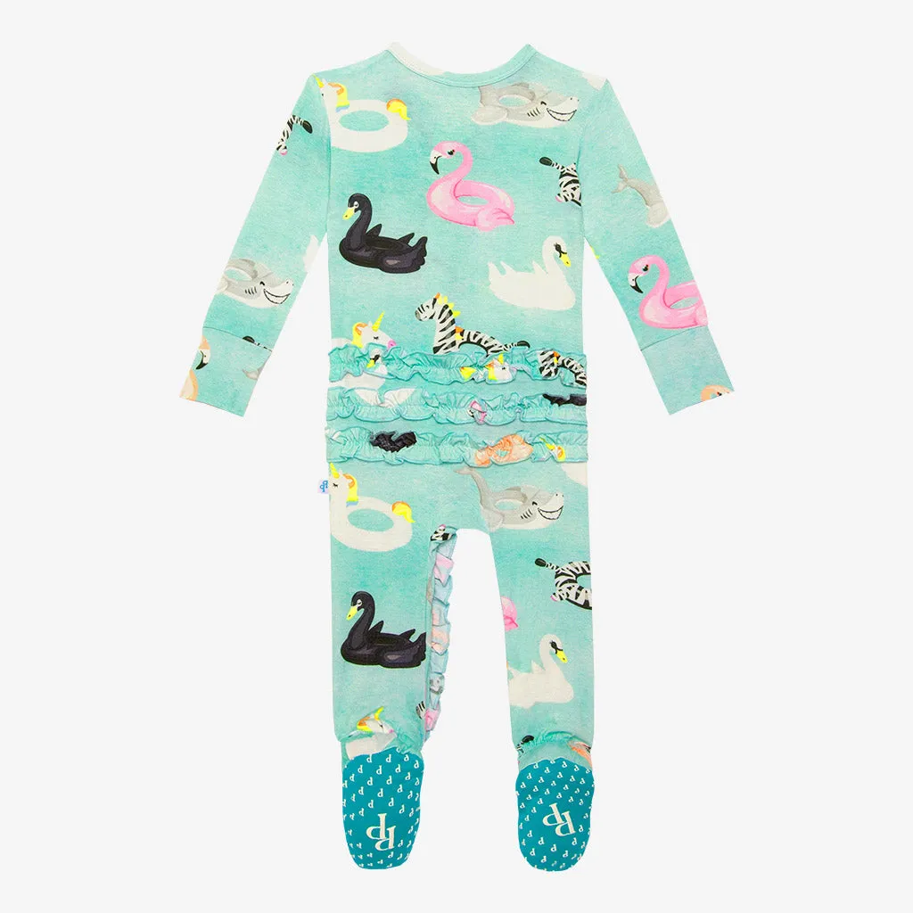 Posh Peanut Lenny Ruffled Zippered Footie