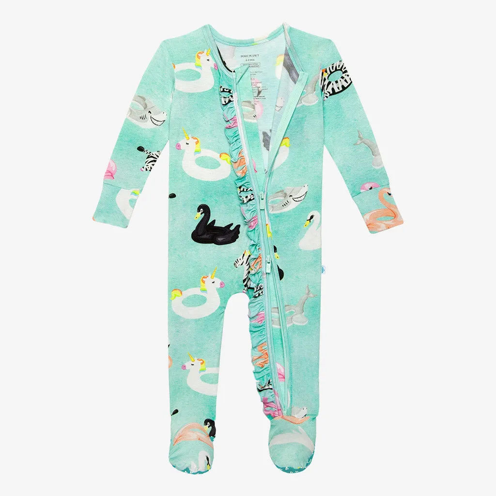 Posh Peanut Lenny Ruffled Zippered Footie