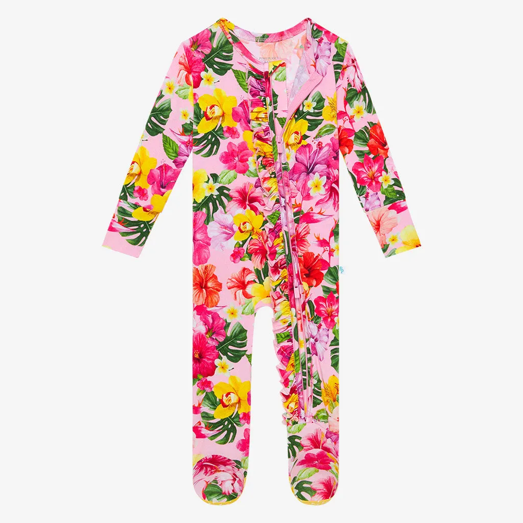 Posh Peanut Malana Ruffled Zippered Footie