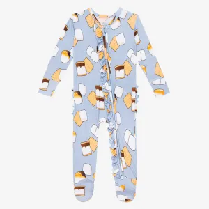 Posh Peanut Marshal Ruffled Zippered Footie