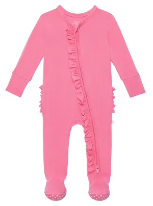 Posh Peanut Pink Lemonade Ruffled Zippered Footie