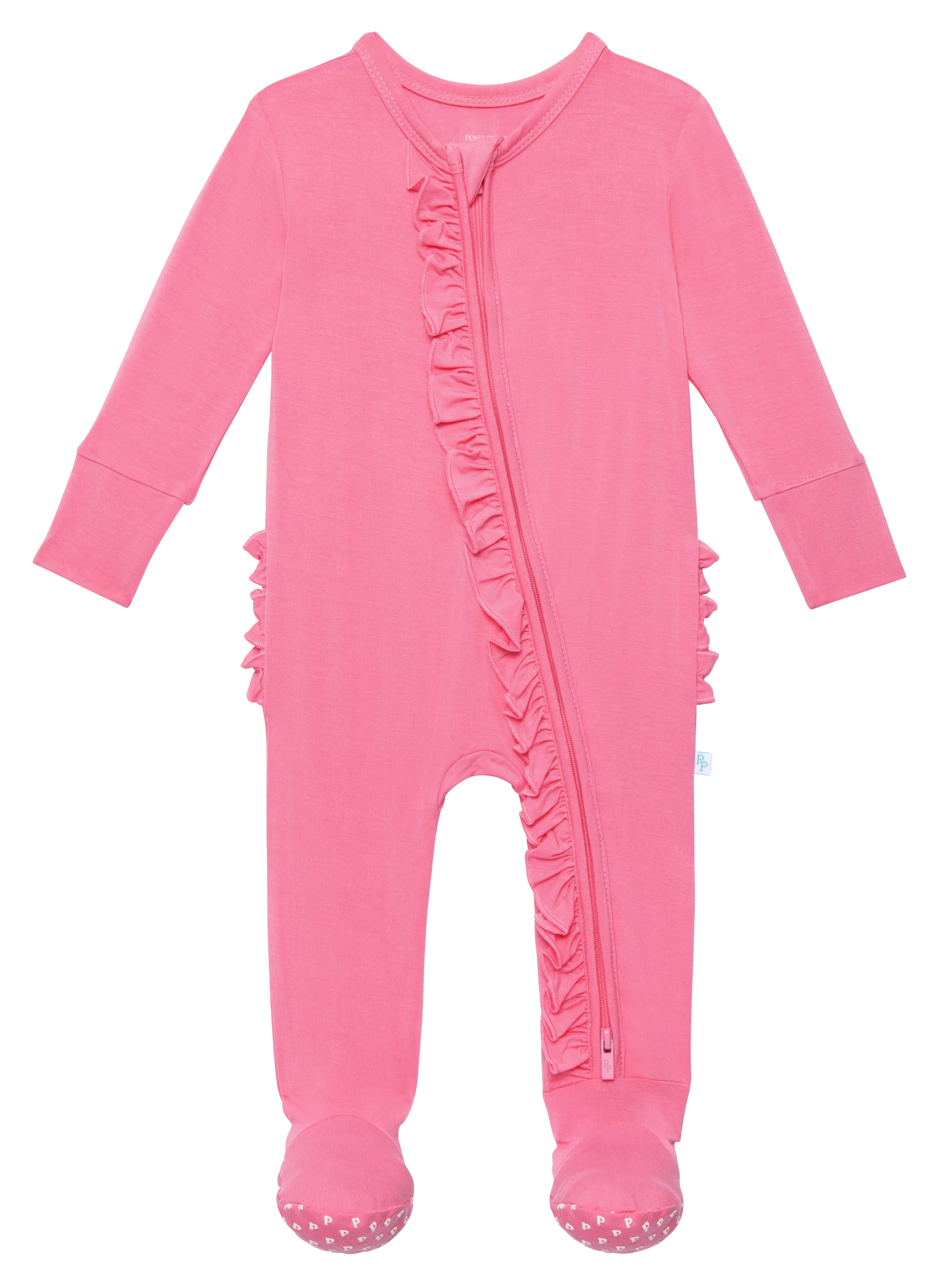 Posh Peanut Pink Lemonade Ruffled Zippered Footie