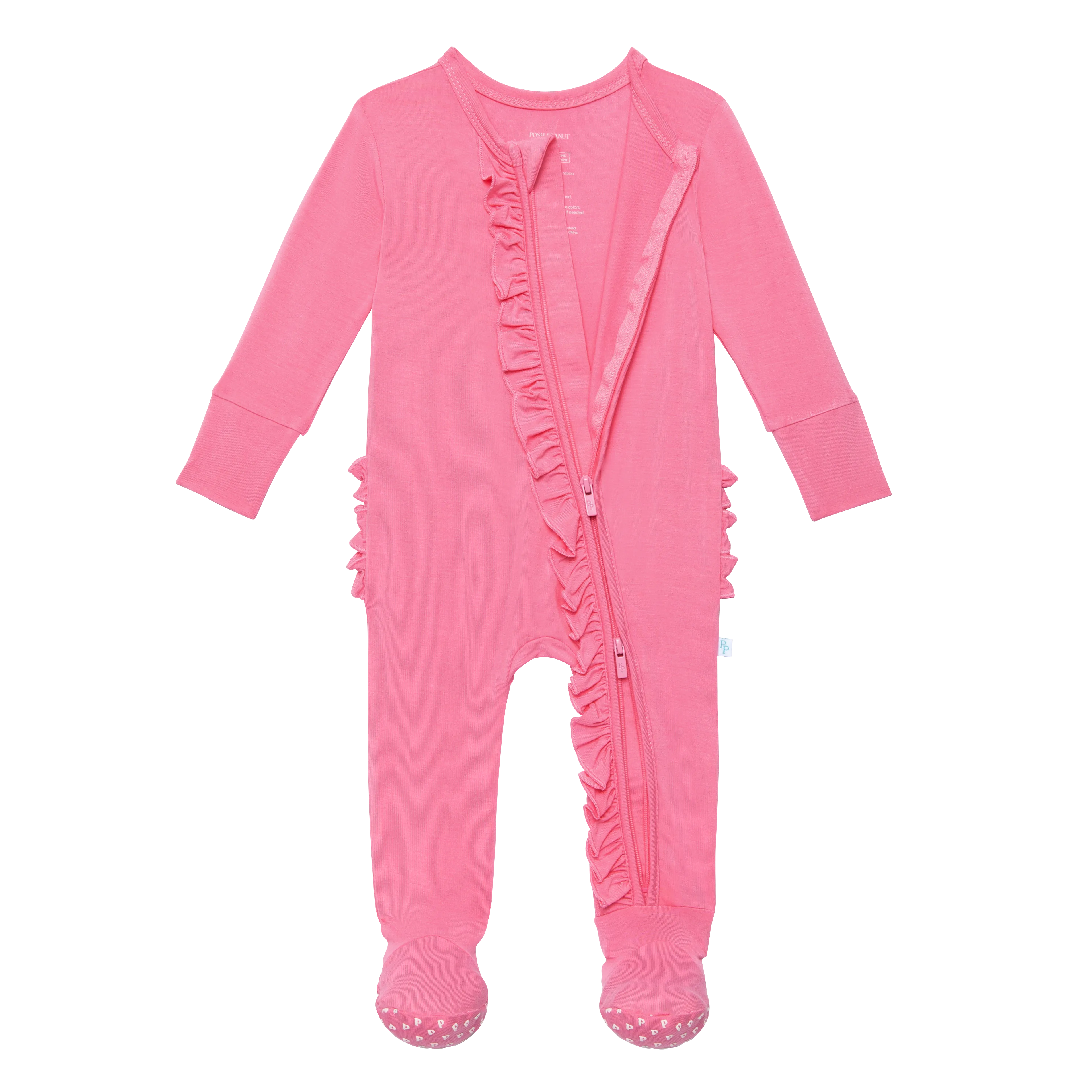 Posh Peanut Pink Lemonade Ruffled Zippered Footie