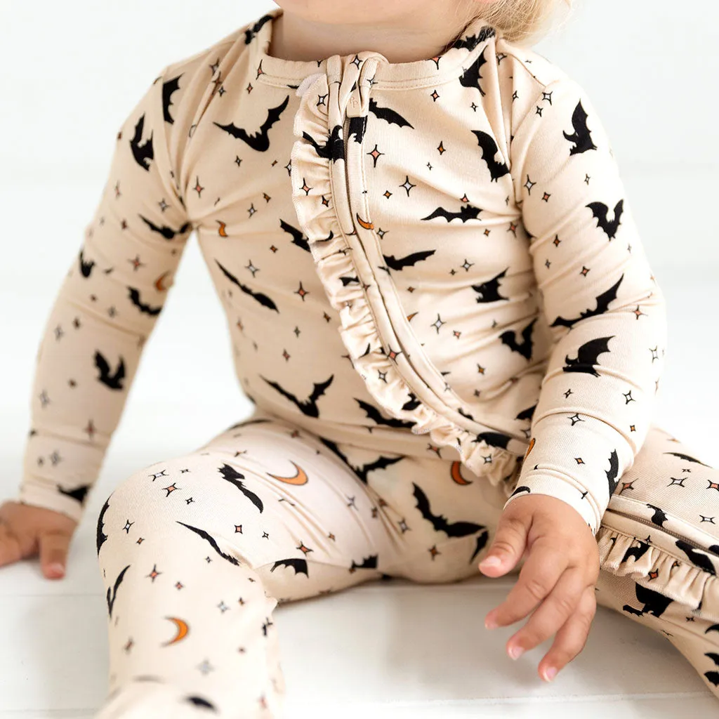 Posh Peanut Spooky Bats Ruffled Zippered Footie