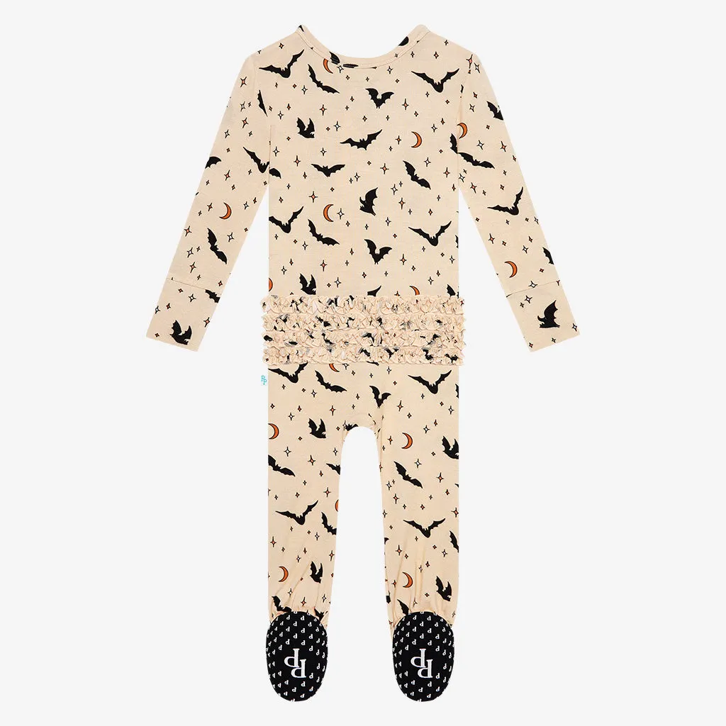Posh Peanut Spooky Bats Ruffled Zippered Footie