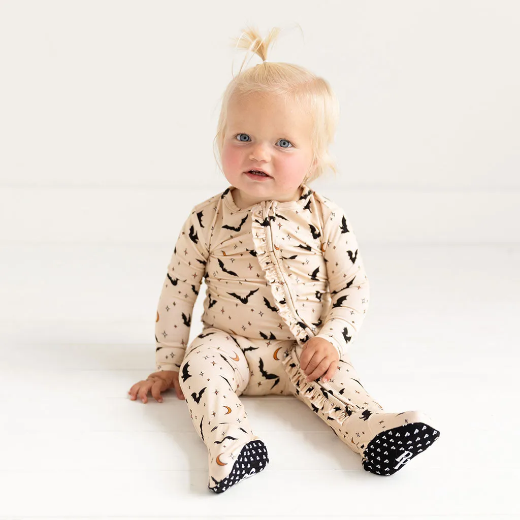 Posh Peanut Spooky Bats Ruffled Zippered Footie