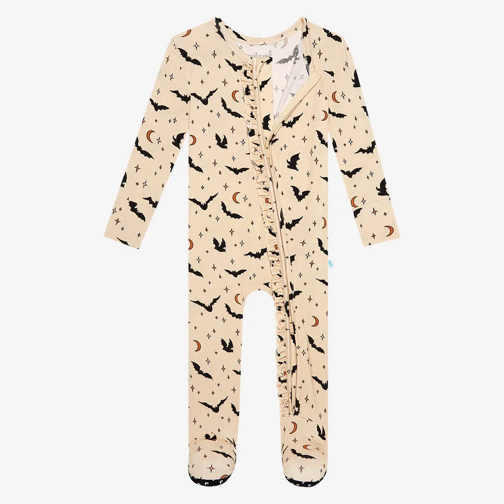 Posh Peanut Spooky Bats Ruffled Zippered Footie