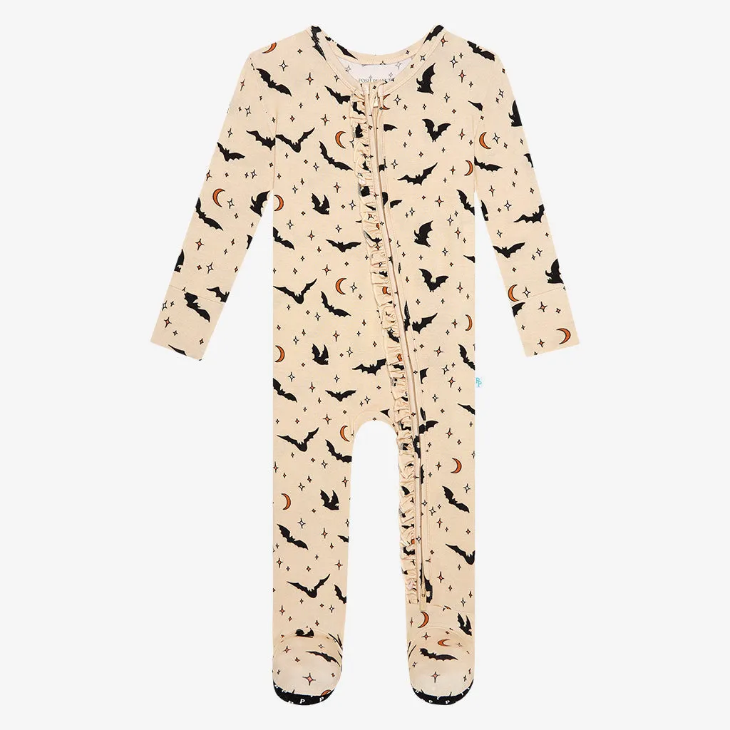 Posh Peanut Spooky Bats Ruffled Zippered Footie