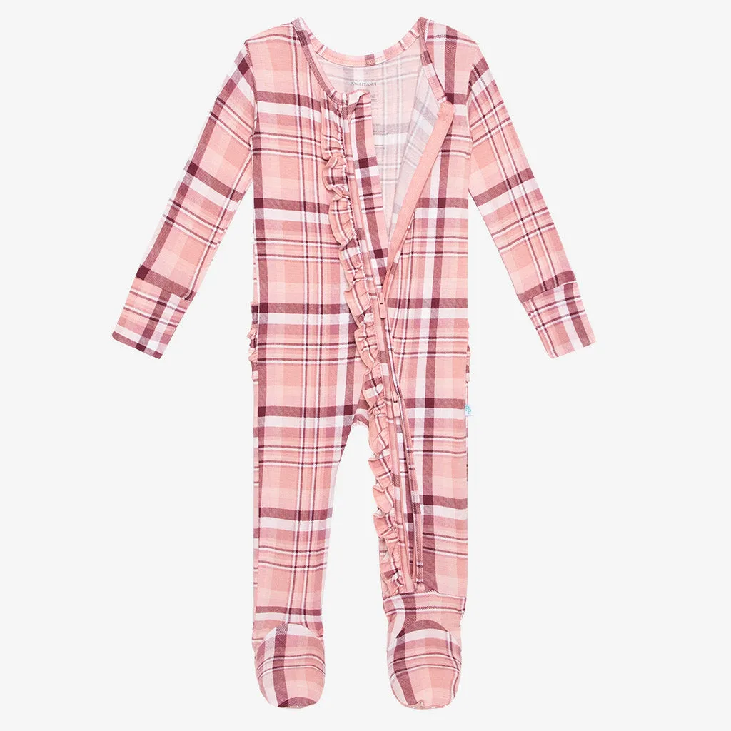 Posh Peanut Stephanie Ruffled Zippered Footie