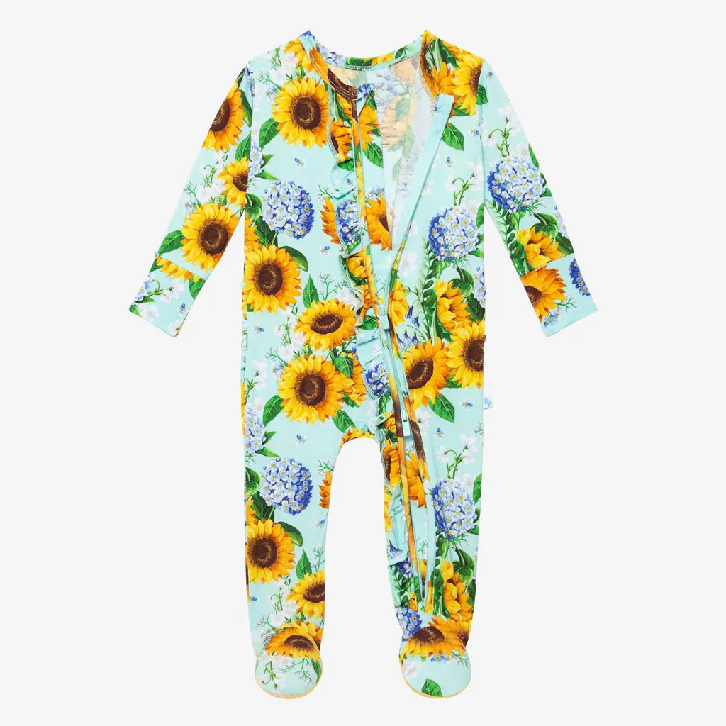 Posh Peanut Sunny Ruffled Zippered Footie