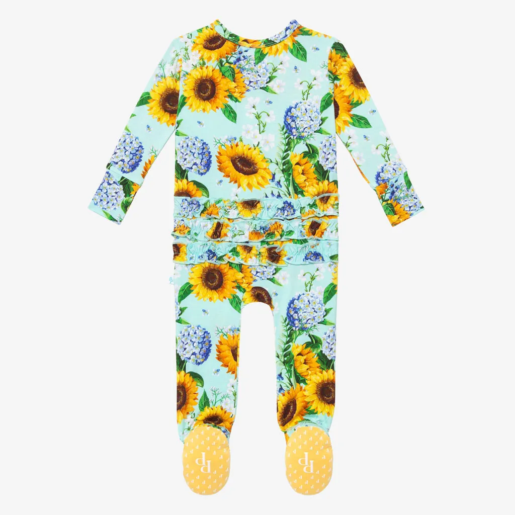 Posh Peanut Sunny Ruffled Zippered Footie
