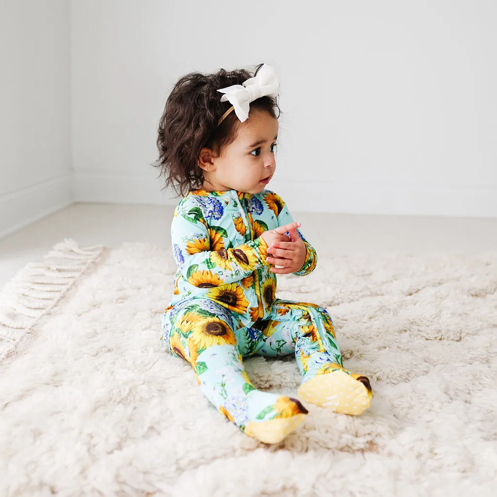 Posh Peanut Sunny Ruffled Zippered Footie