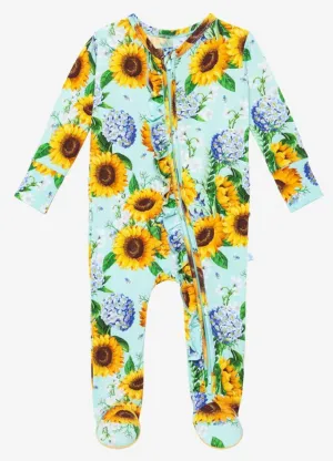 Posh Peanut Sunny Ruffled Zippered Footie
