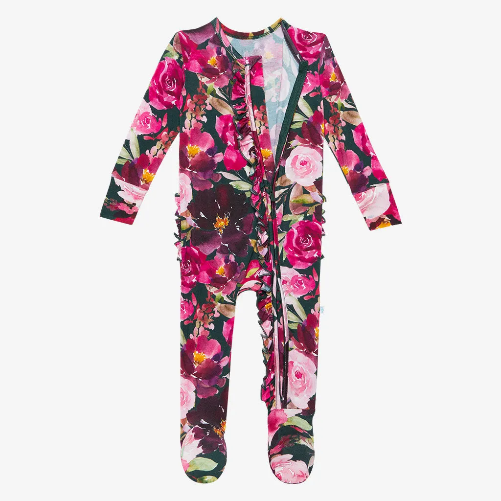 Posh Peanut Zelda Ruffled Zippered Footie