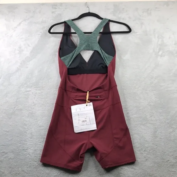 Prana Women's Burgundy Shortie Romper With Racer Back Size Small New