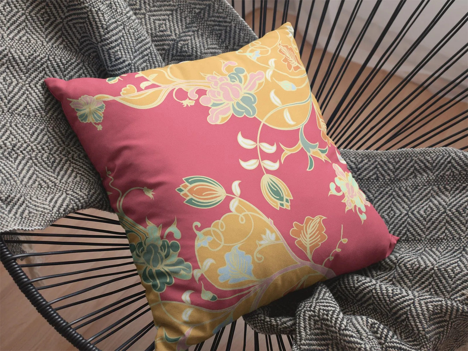Purple Gray Garden Indoor Outdoor Zippered Throw Pillow