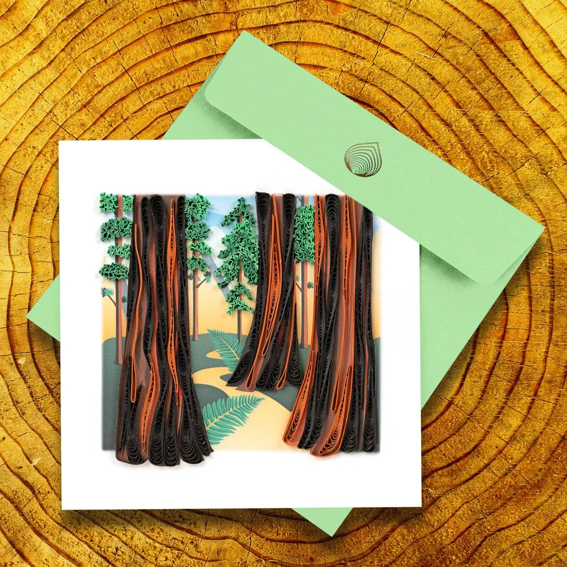 Quilled Redwood Trees Greeting Card