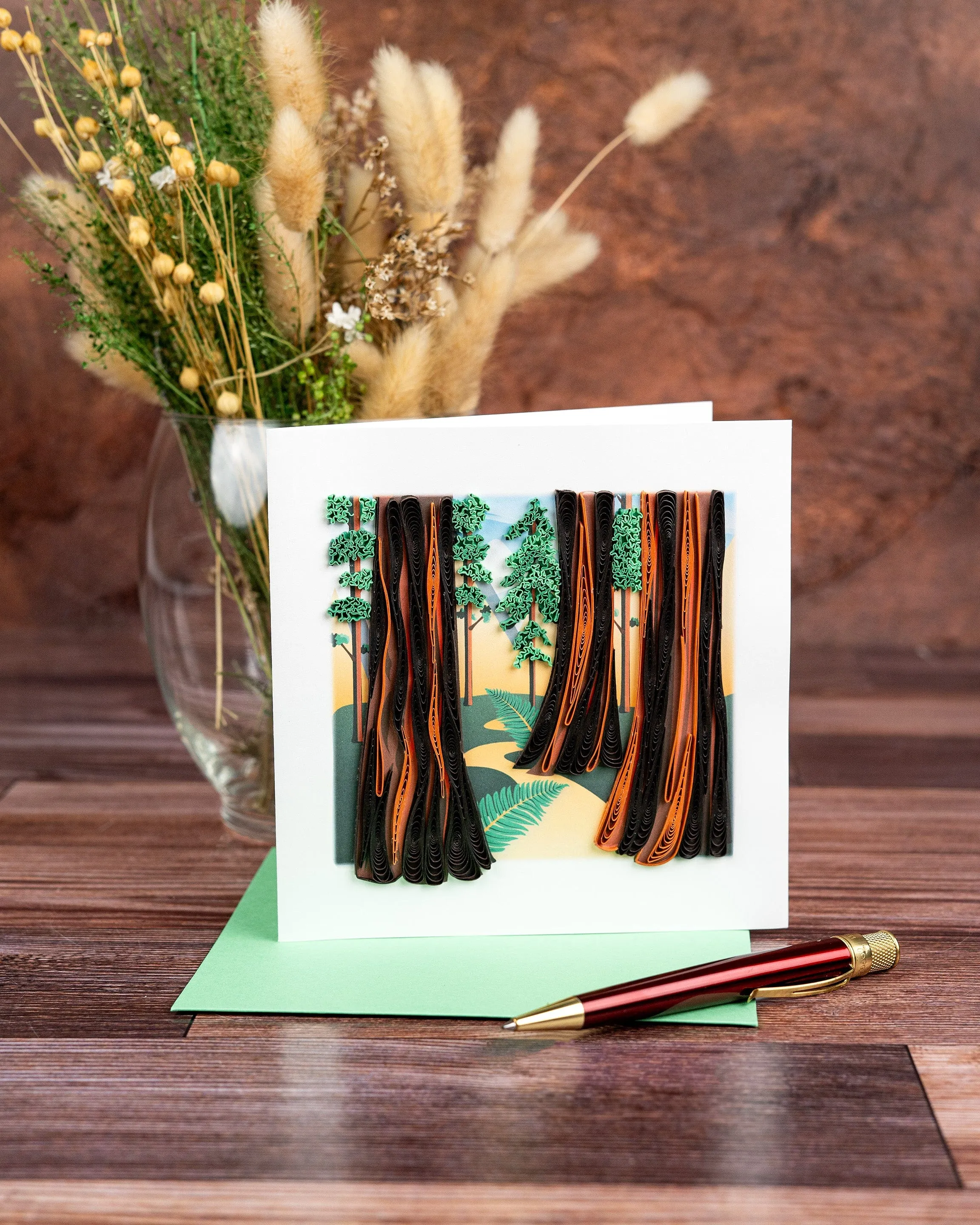 Quilled Redwood Trees Greeting Card