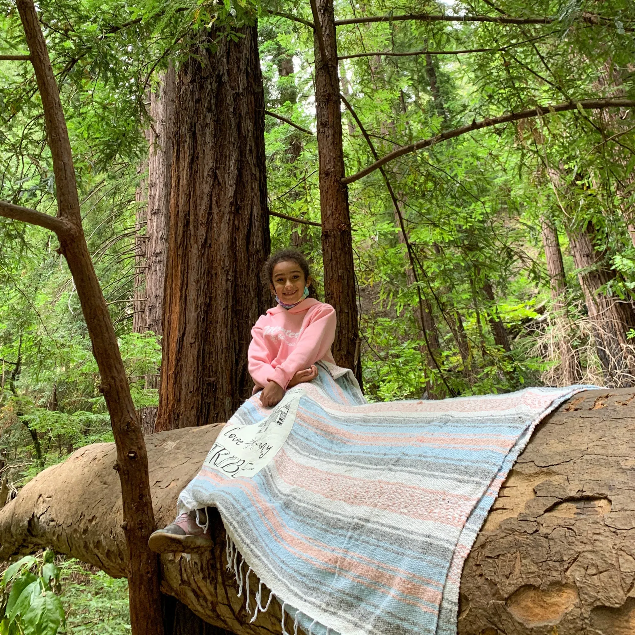 "Love My Tribe" - Coral / Blue Throw - Falza Mexican Blanket - Wholesale