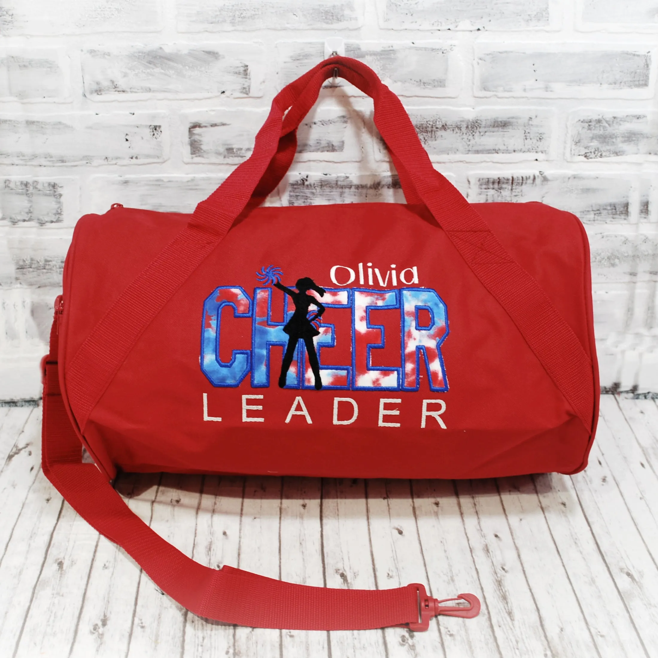Red White and Blue Personalized Cheer Tote or Duffle Bag