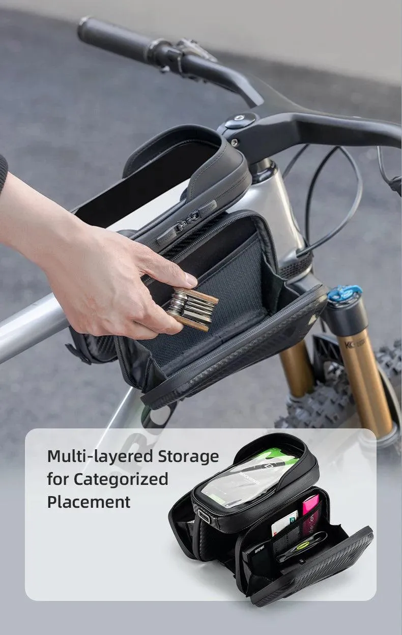 ROCKBROS Bicycle Bag Shockproof Touchscreen Top Tube Bags EVA Hard Shell Front Frame Phone Case Bike Bag Cycling Accessories
