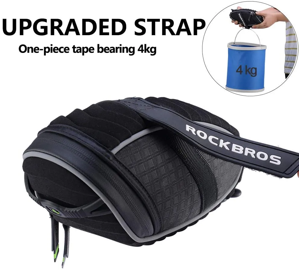 ROCKBROS Waterproof Cycling Saddle Bag Bike Rear Seat Bags Zipper Bicycle Black