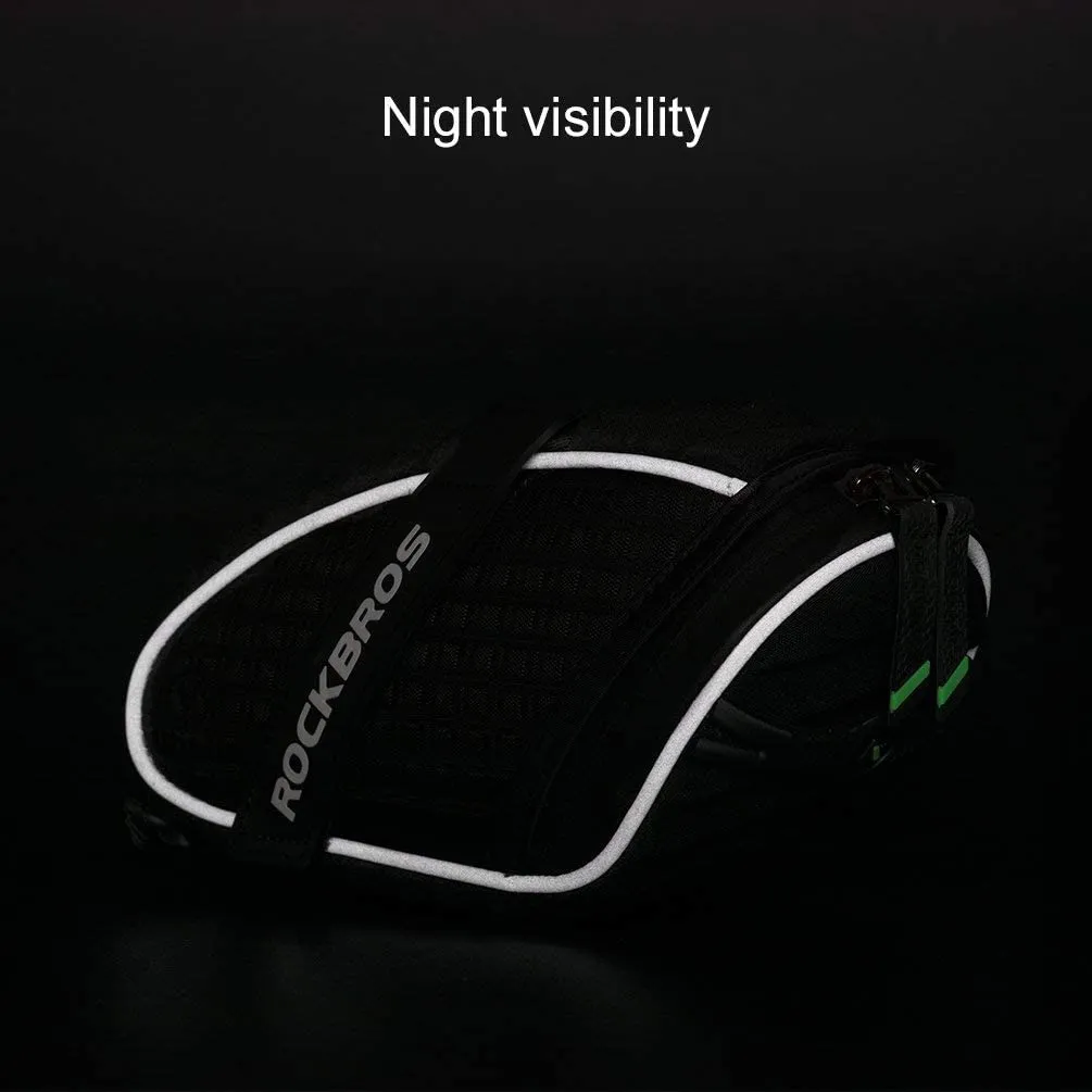 ROCKBROS Waterproof Cycling Saddle Bag Bike Rear Seat Bags Zipper Bicycle Black
