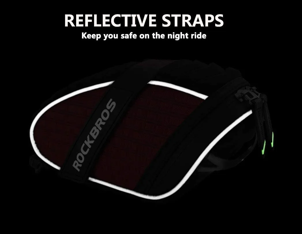 ROCKBROS Waterproof Cycling Saddle Bag Bike Rear Seat Bags Zipper Bicycle Black